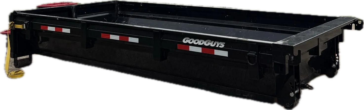 6.6 yard roll-off dumpster with a 6 foot person for scale